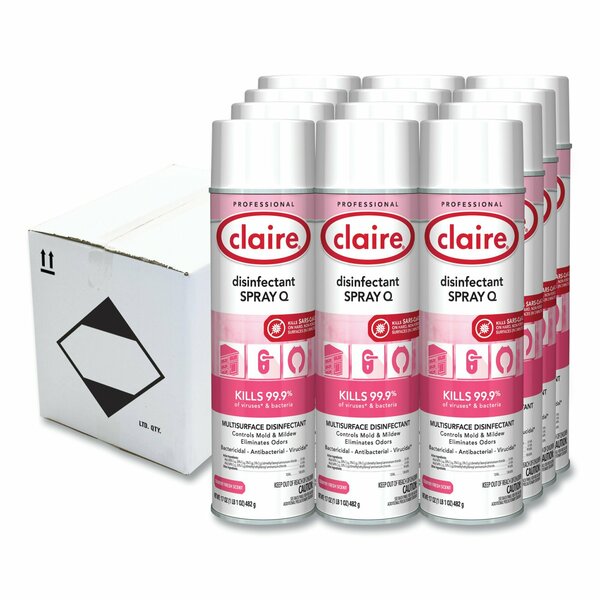 Claire Spray Q Disinfectant, Country Fresh Scent, 17 oz Aerosol Spray, 12PK CL1001